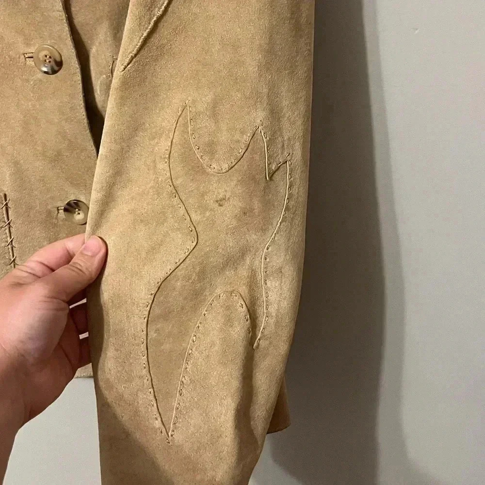 Madison Studio Pig Suede Light Brown Patch/Stitch Jacket Size 8 - Picture 6 of 11